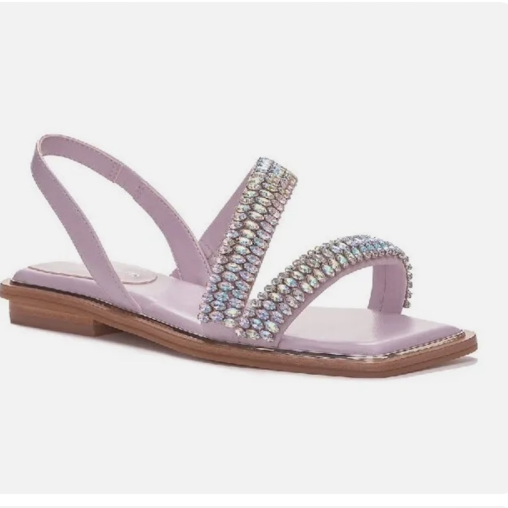 New Vince Camuto Prizza Sandals Iridescent Rhinestones Lilac Purple Size 9